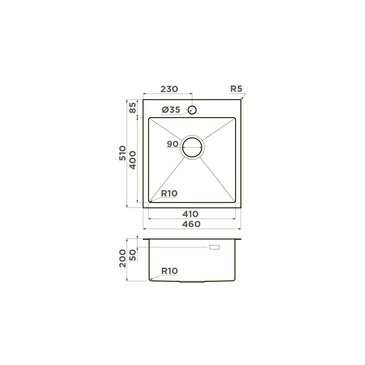 Кухонная мойка Omoikiri Akisame 46-GB нержавеющая сталь 46x51 см графит 4997012