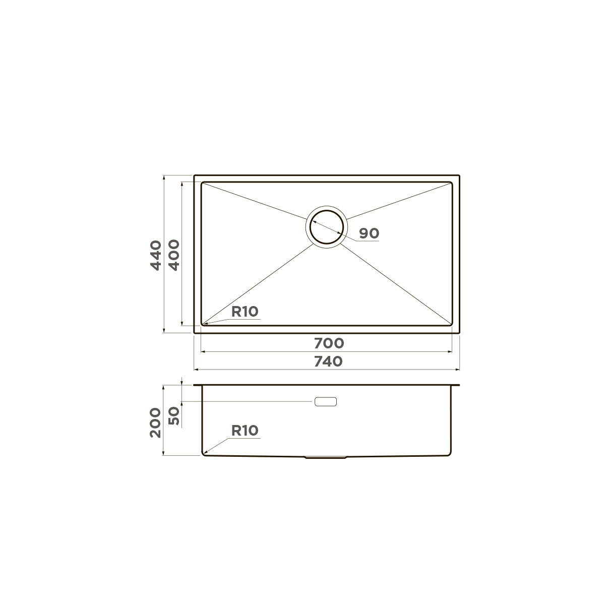 Кухонная мойка Omoikiri Taki 74-U/IF-GB 74x44 см графит 4997020