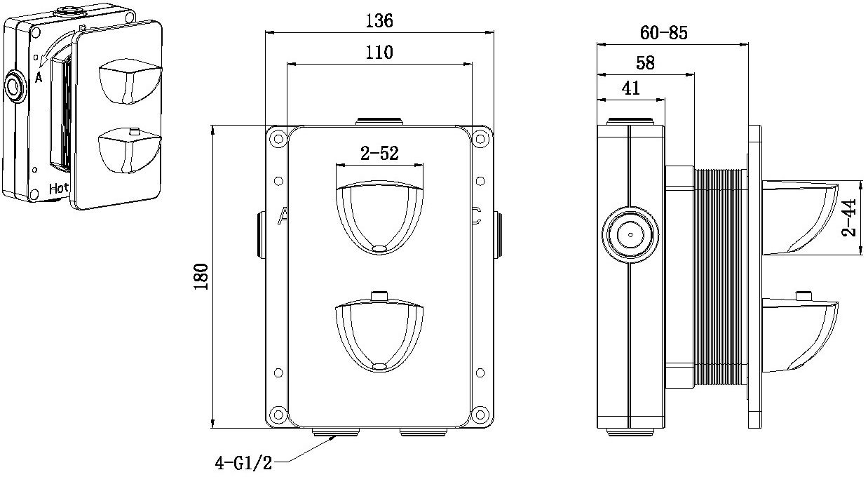 Смеситель для душа с термостатом Allen Brau Infinity встраиваемый хром 5.21116-00