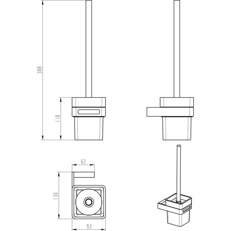 Ершик для унитаза Boheme Q подвесной черный 10954-B