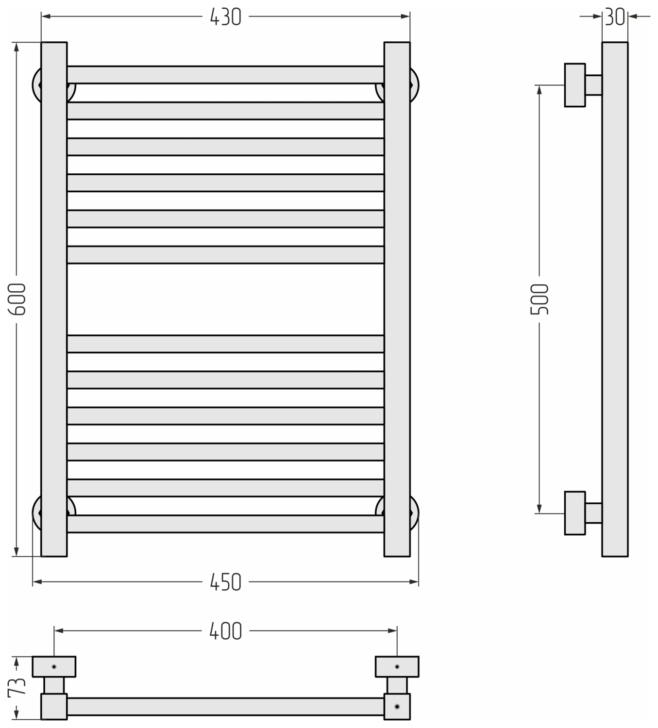 Полотенцесушитель водяной Сунержа Модус Pro 450x600 мм белый глянцевый 12-0450-6040