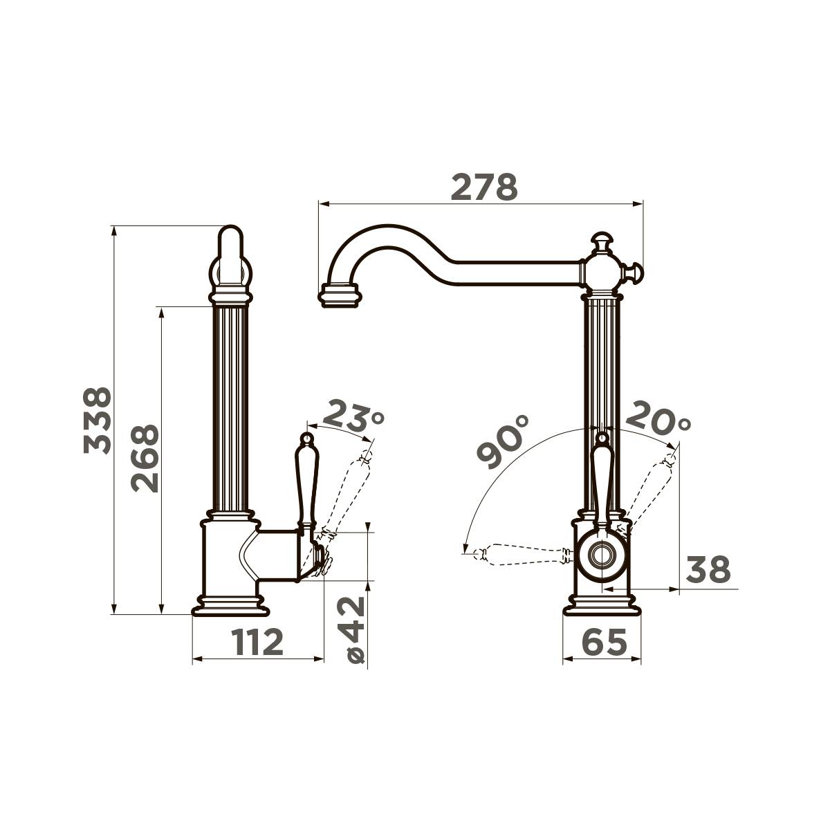 Смеситель для кухни под фильтр Omoikiri Toshima-AB-022 античная латунь 4994324