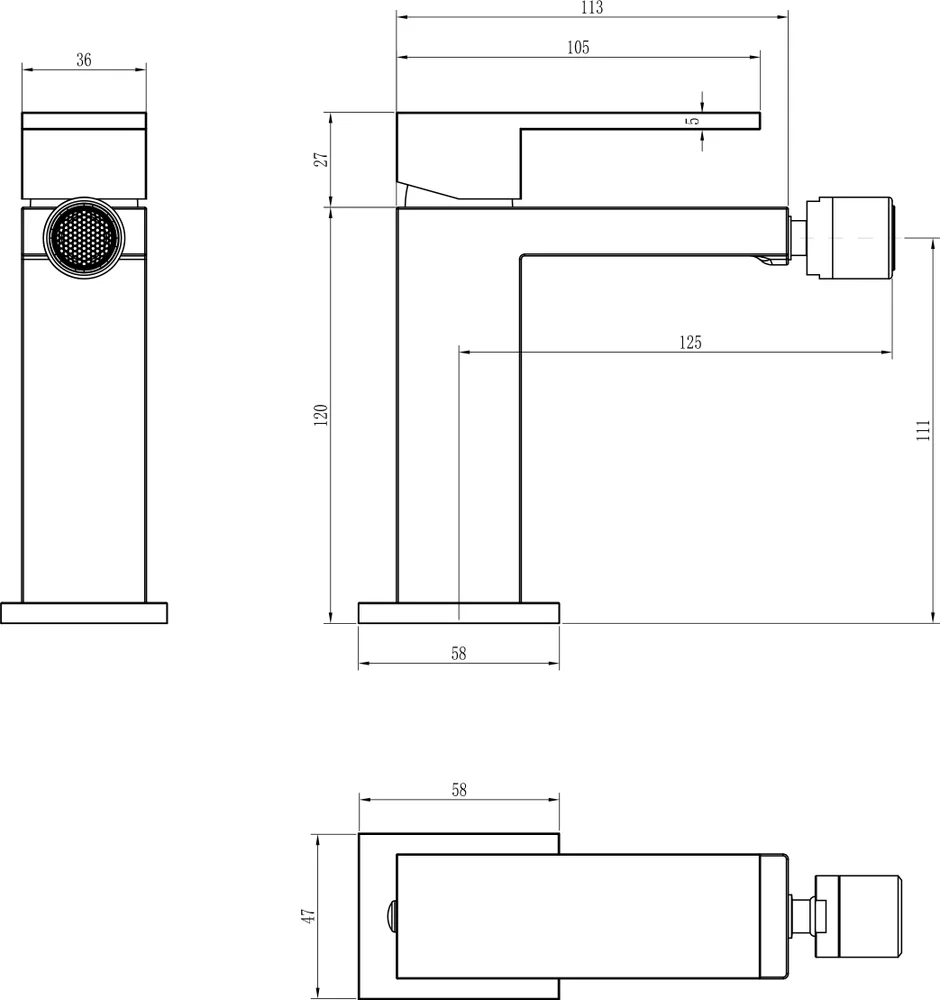 Смеситель для биде Boheme Qubic без донного клапана хром 476-CR