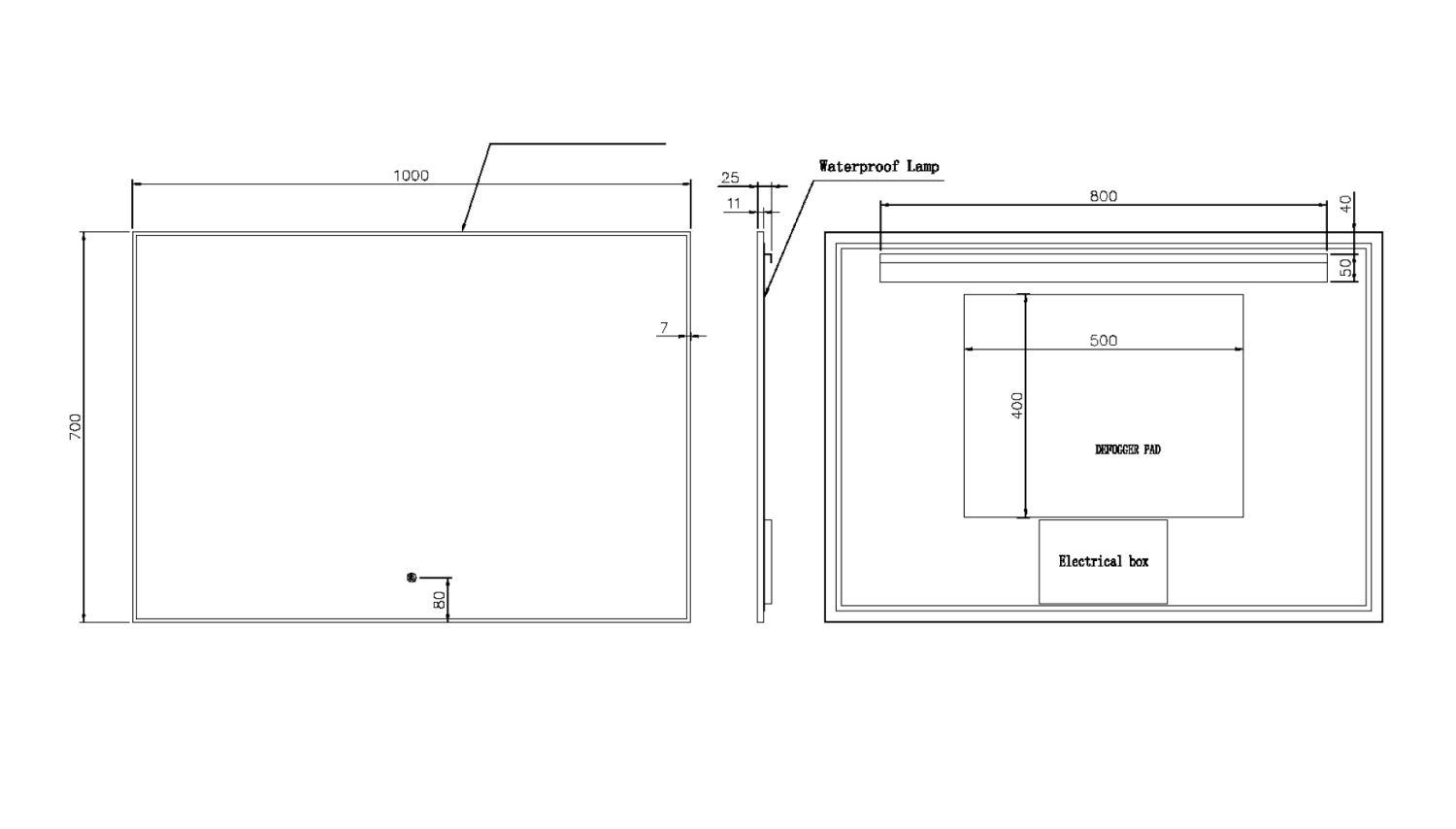 Зеркало прямоугольное Boheme с LED-подсветкой, сенсором и антизапотеванием 70x100 см хром 543-100-CR