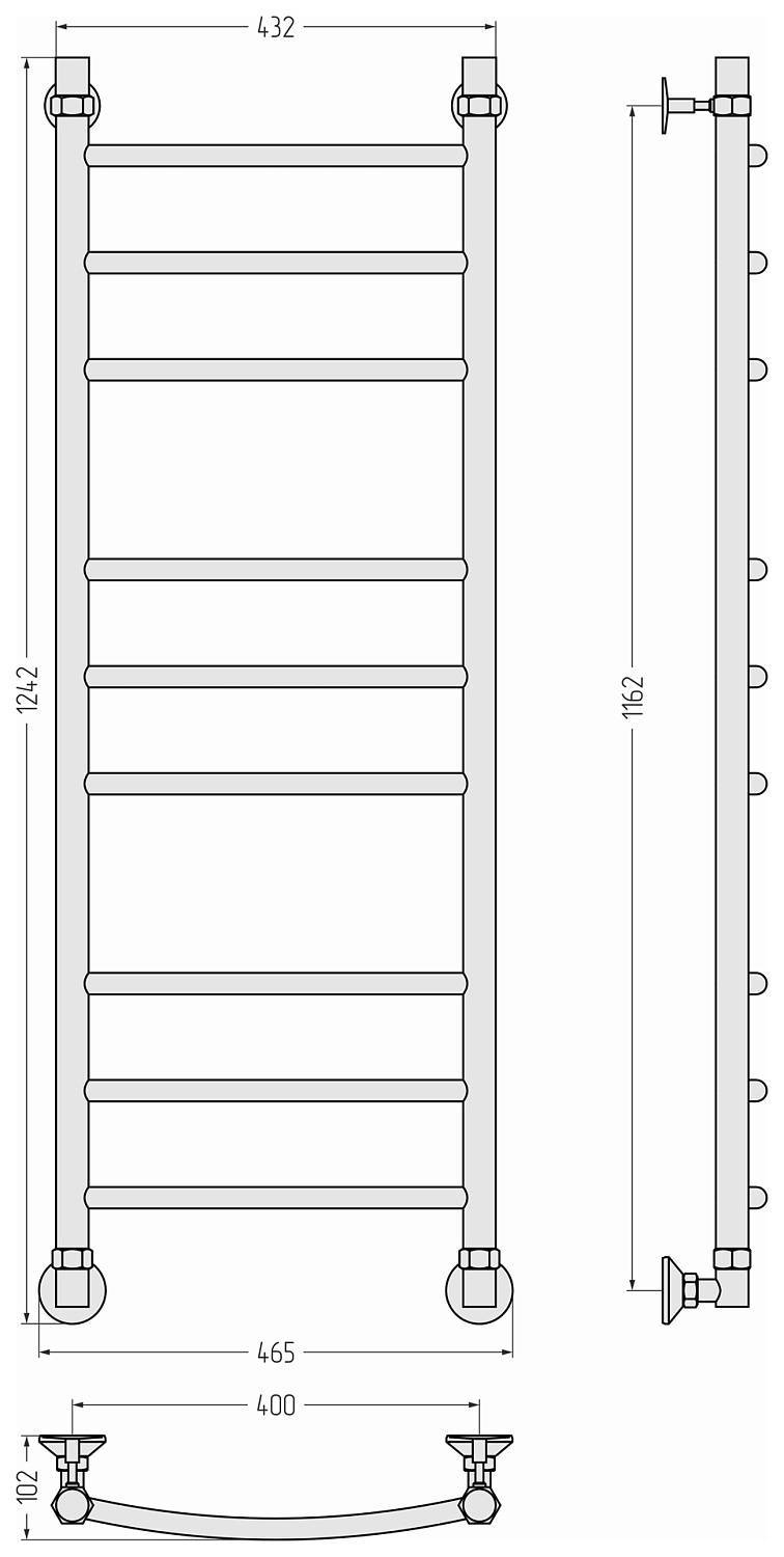 Полотенцесушитель водяной Стилье Аксиома-20 46.5x124.2 см 00662-1240