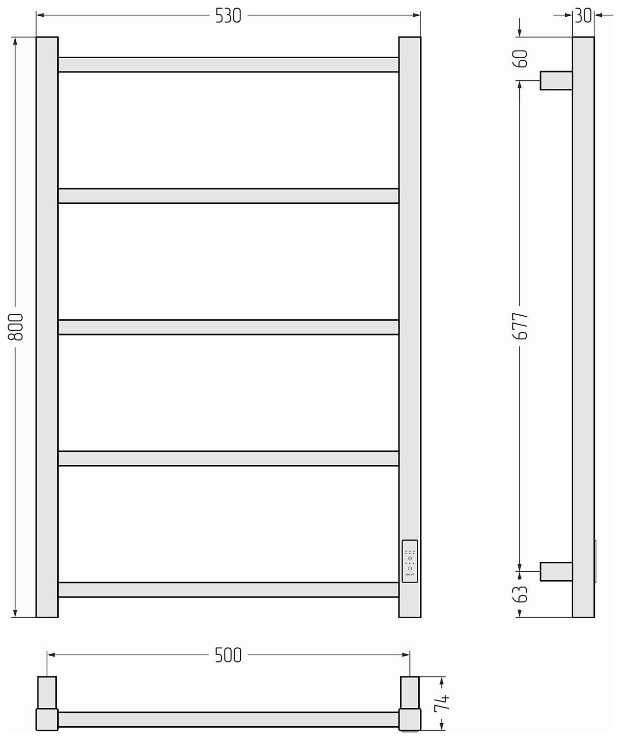 Полотенцесушитель электрический Стилье Формат 26 53x80 см левый белый матовый 30526-8050