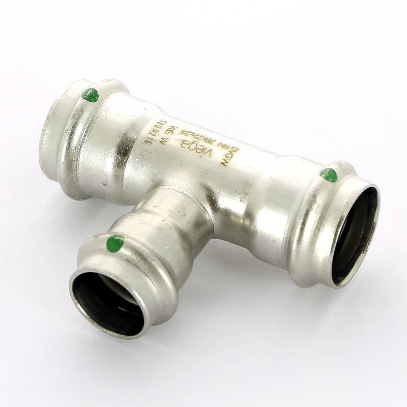 Тройник пресс Viega Sanpress Inox 28x22x28 мм нержавеющая сталь 435974