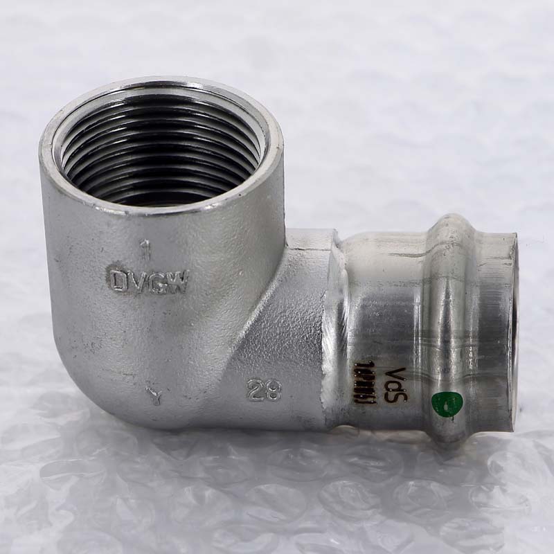 Угольник переходной Viega Sanpress Inox 90° 28х1 пресс-В компактный нержавеющая сталь 437046