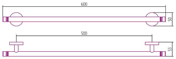 Держатель полотенец одинарный Сунержа Каньон 60x5.3x5 см черный хром 01-3001-0600