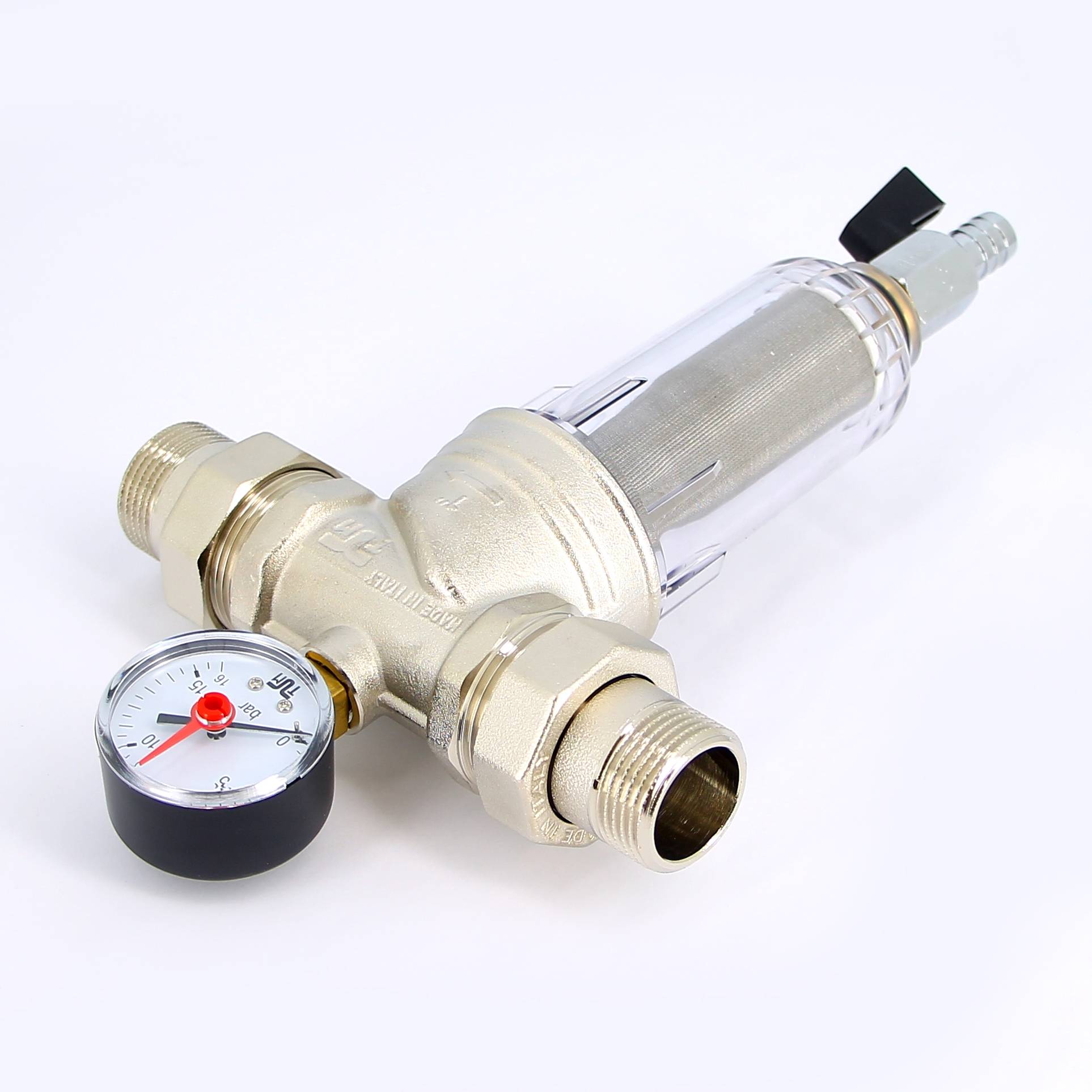 Фильтр промывной с манометром Tiemme 3/4 пластиковая колба 3130006