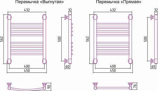 Полотенцесушитель водяной Сунержа Богема+ 500x400 мм без покрытия 00-0221-5040