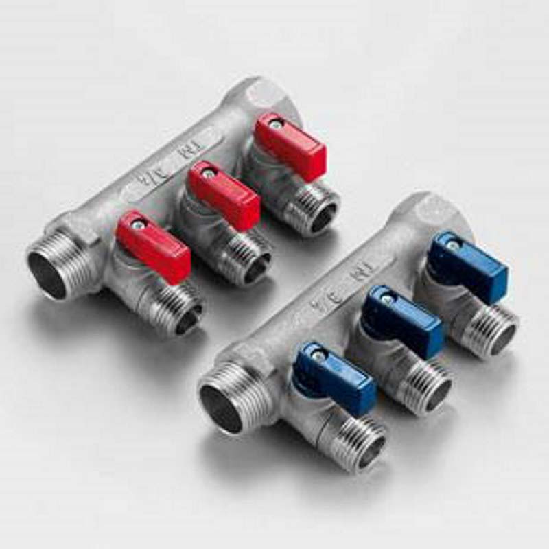 Коллектор с отсечными кранами Tiemme 1820 3/4х1/2 2 выхода 36 мм никелированный 1820018