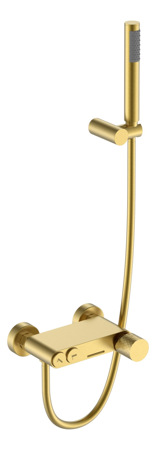 Смеситель для ванны Boheme Stick Diamond с душевым комплектом матовое золото 123-MG