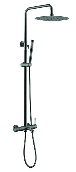 Душевая стойка Boheme Uno со смесителем изливом и верхним душем 29.5 см GunMetal 468-GM
