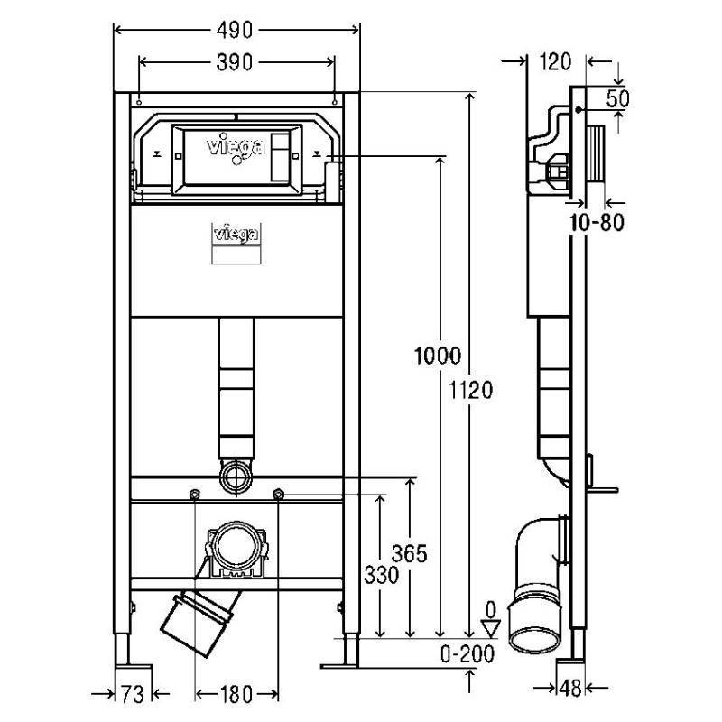 Комплект инсталляции для унитаза Viega Prevista Dry 1120 мм с кнопкой Visign for Life 6 хром матовый 792855
