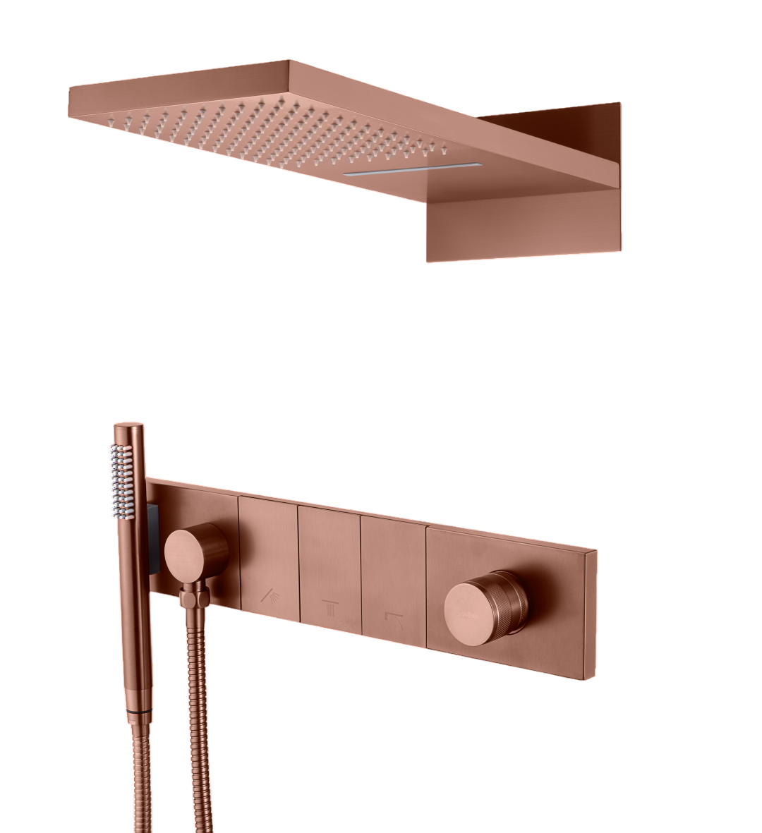 Душевой комплект встраиваемый Boheme Zodiac смеситель верхний и ручной душ матовая бронза 132-BRB