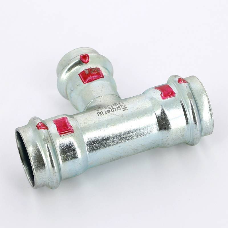 Тройник пресс Viega Prestabo оцинкованная сталь 28х22х28 мм 558734