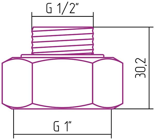Комплект фитингов прямой Стилье G 1 НГ х G 1/2 НР 2 шт 02100-1012
