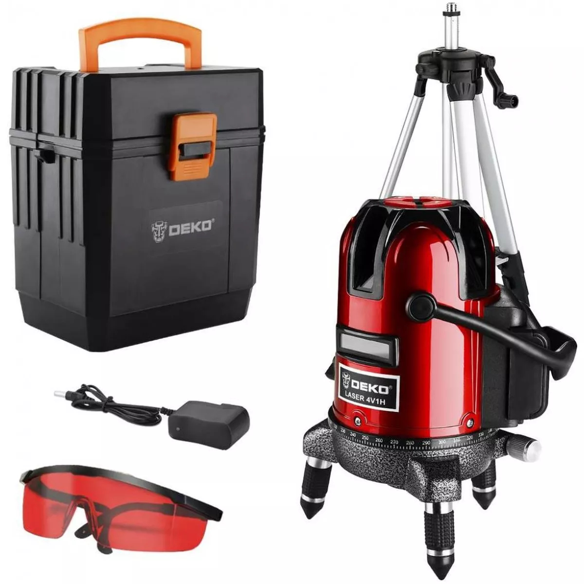 Лазерный уровень DEKO LL57 SET 7 5 линий красный луч кейс штатив 1.2 м 065-0260