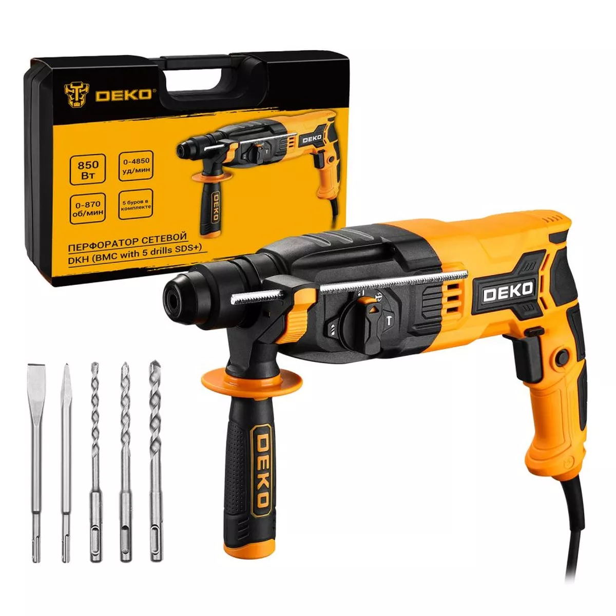 Перфоратор DEKO DKH 850 Вт SDS-plus в кейсе DKH