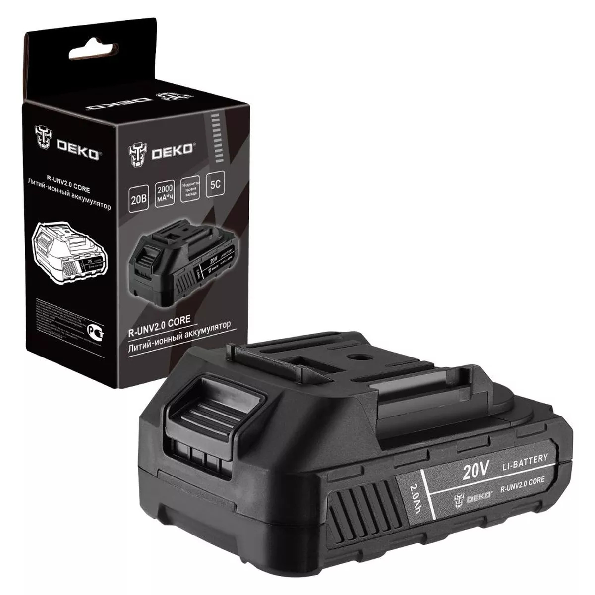 Аккумулятор Li-ion DEKO R-UNV2.0 CORE 20 В 2.0 Ач 18199