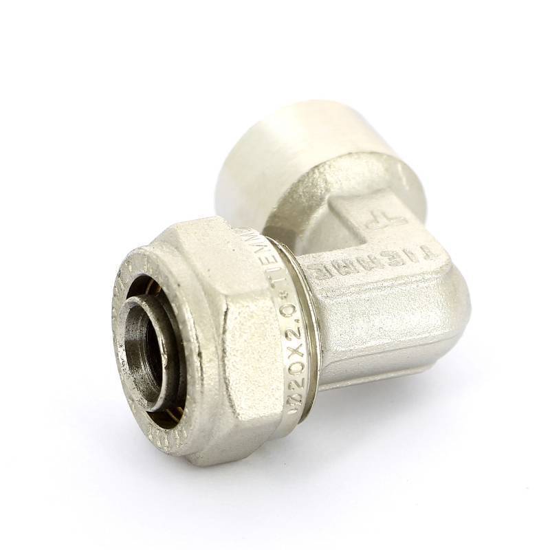 Угольник обжимной Tiemme 20х1/2 внутренняя резьба никелированный 1600026