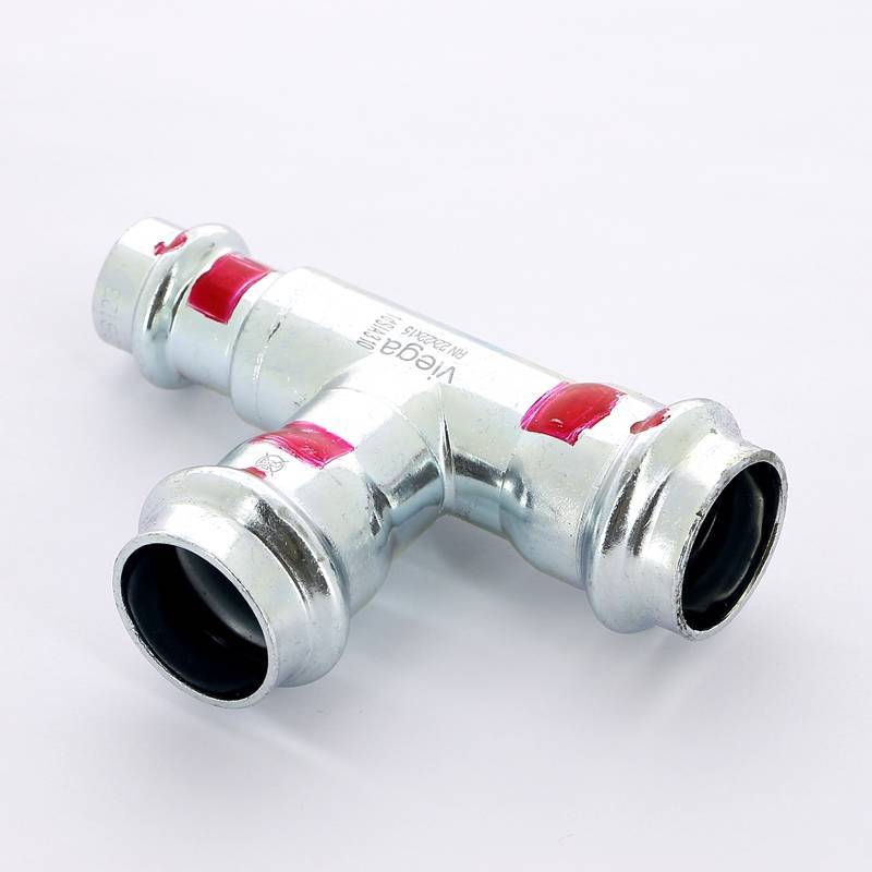 Тройник пресс Viega Prestabo SC-Contur оцинкованная сталь 22х22х15 мм 642655