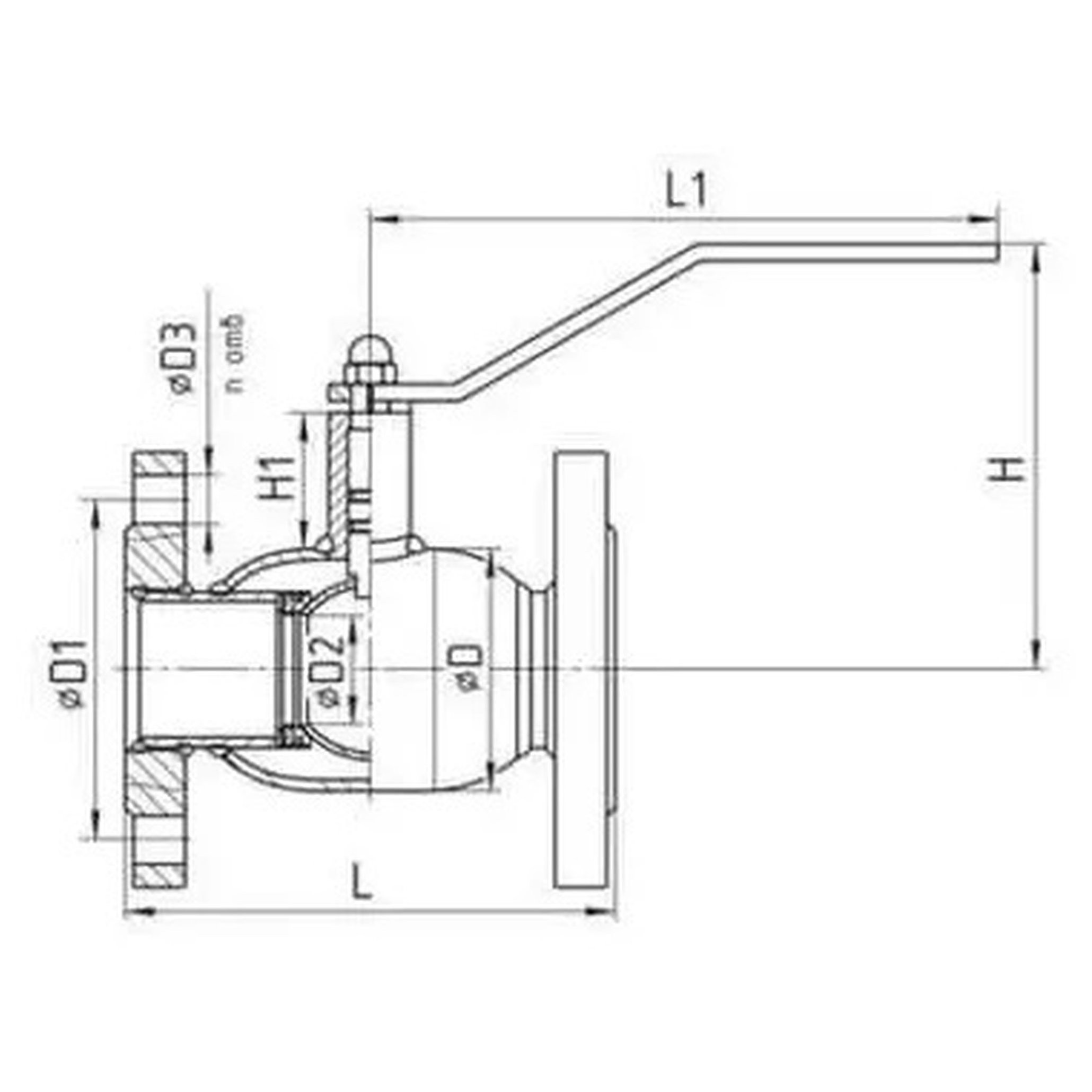 Кран шаровый TEMPER DN50 PN40 стандартнопроходной фланцевый строительная длина под задвижку 28620050