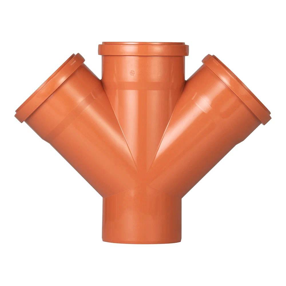 Крестовина одноплоскостная Политэк 110x110x110 мм 45° для наружной канализации 111111045