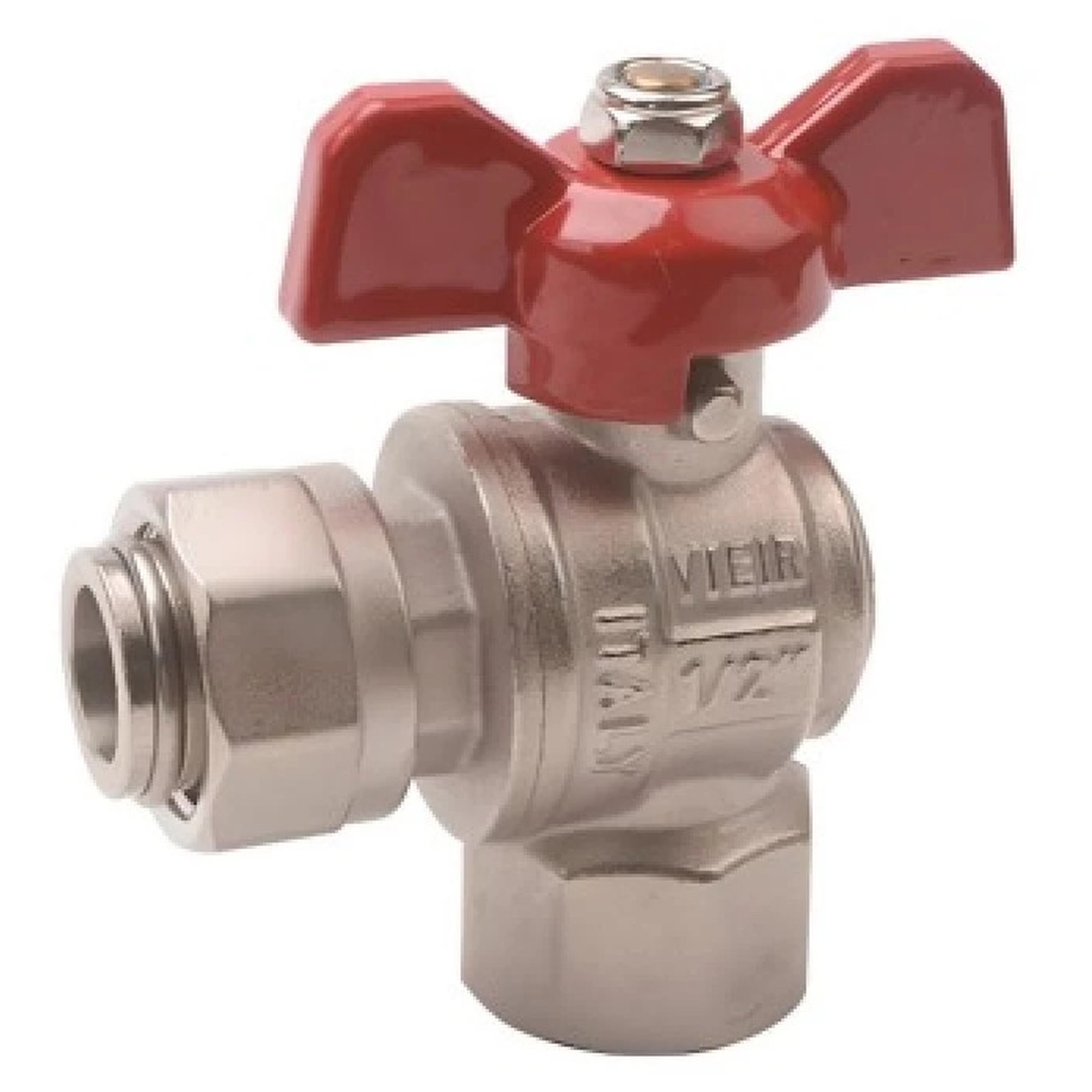 Кран шаровой ViEiR угловой с накидной гайкой 1/2 дюйма никелированный VERS52