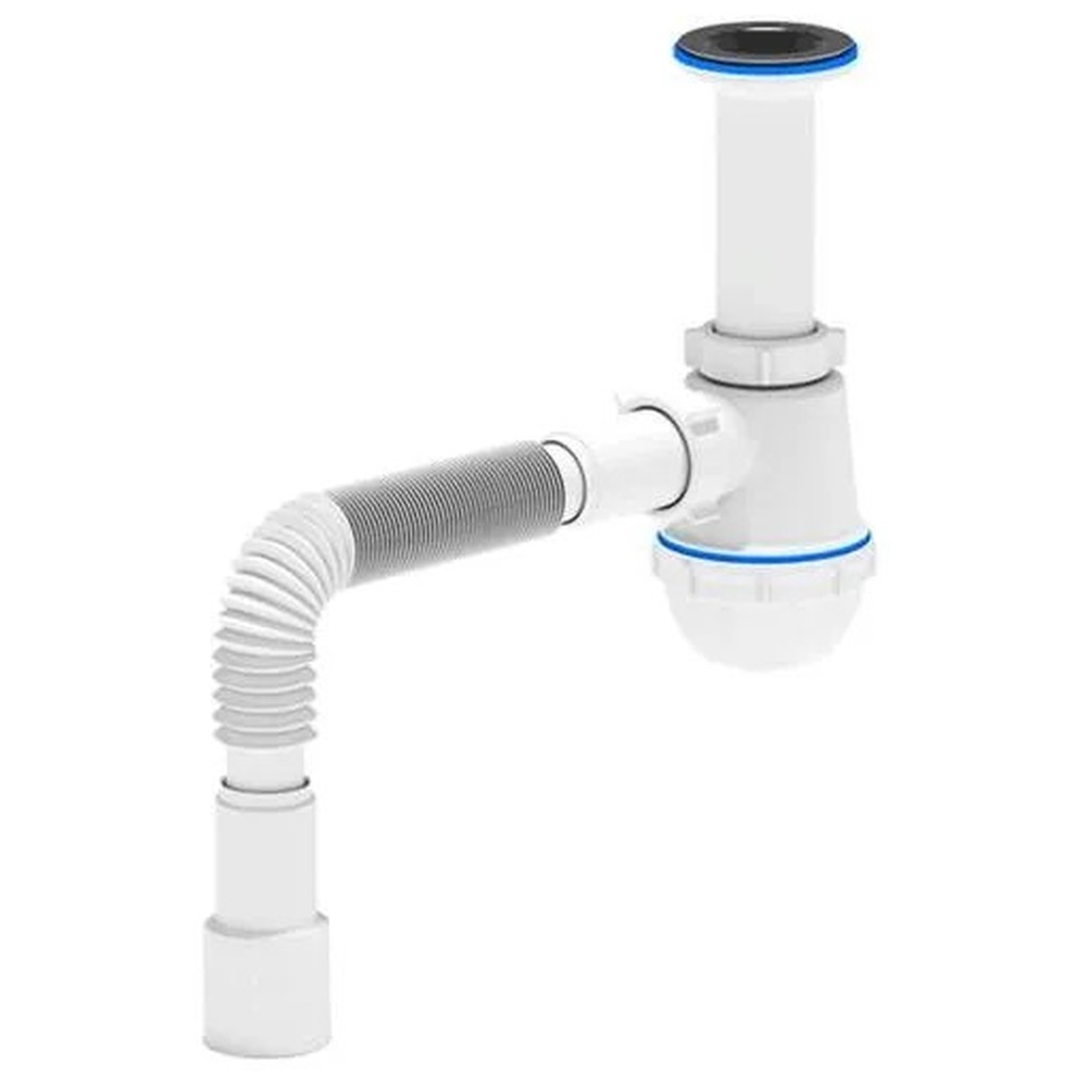 Сифон для кухонной мойки АНИ пласт Грот A0515 бутылочный 1 1/2х40 мм с гофрой 40х40/50 мм A0515