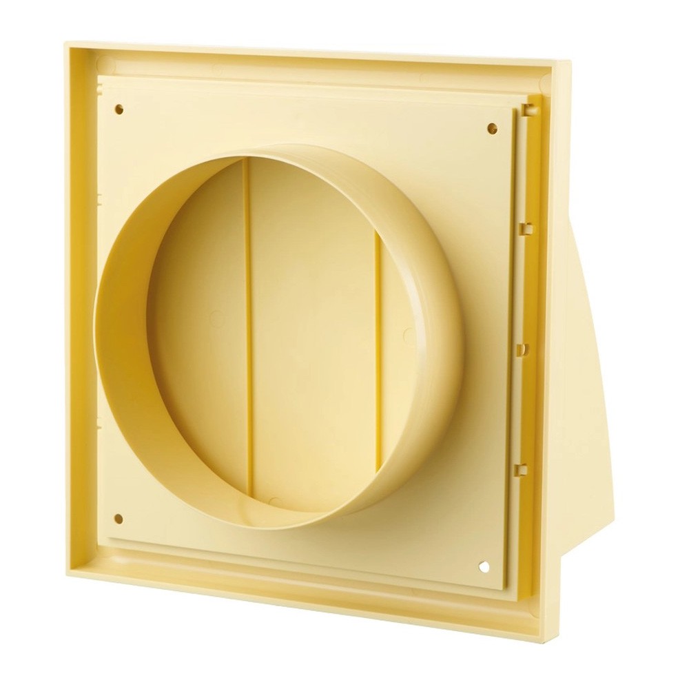 Выход стенной Дубль МВ 122 ВК с обратным клапаном 175х175 мм фланец 125 мм бежевый МВ 122 ВК