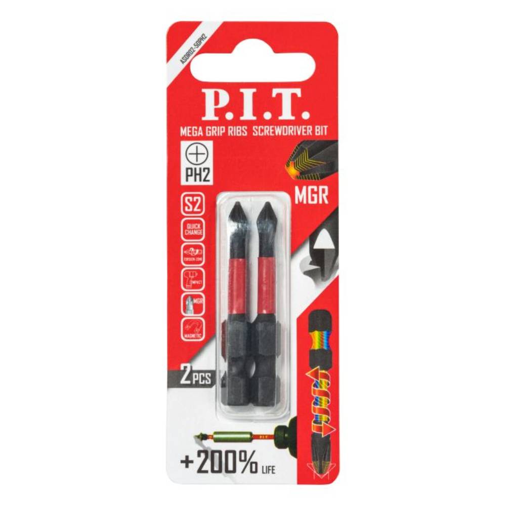 Бита ударная P.I.T. PH2 x 50 мм упаковка 2 шт. ASDR02-50PH2