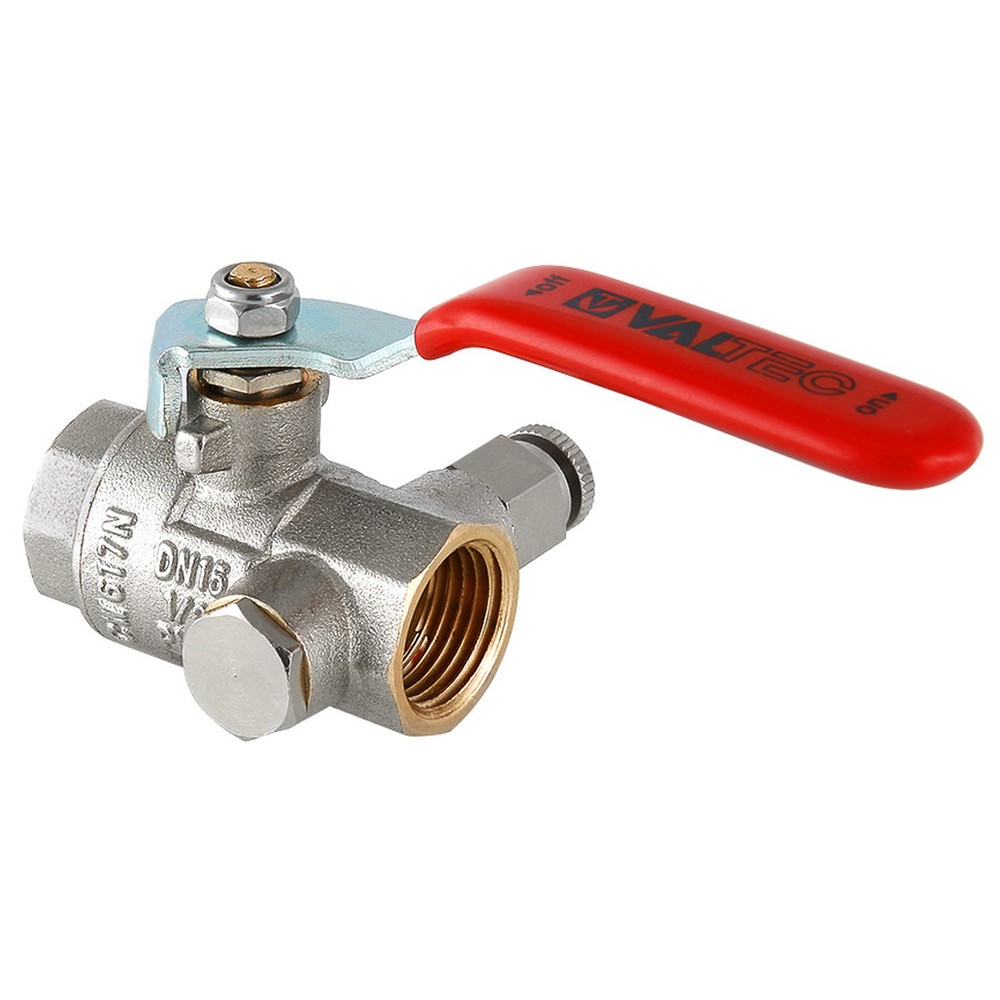 Кран шаровый с дренажем и воздухоотводчиком Valtec ВВ рычаг 1/2 VT.245.N.04