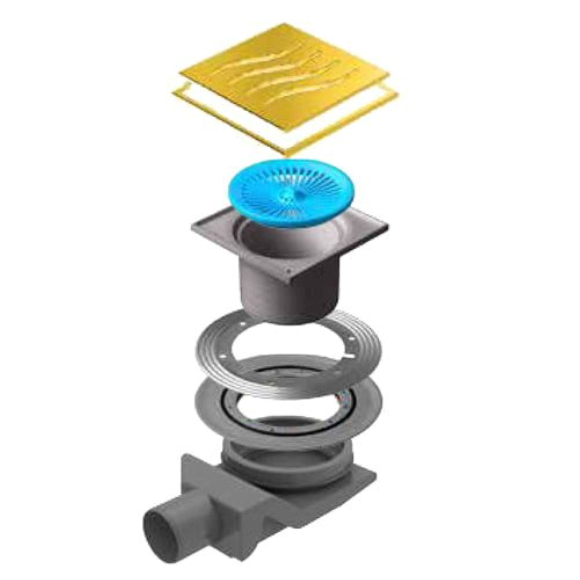 Трап для душа точечный Pestan Confluo Standard 150x150 мм Tide 4 Gold 13000351