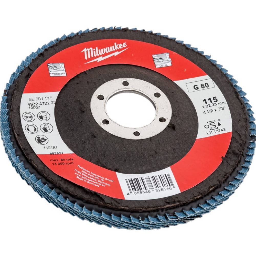 Круг лепестковый Milwaukee SL50 115 мм G80 Zirconium 4932430414