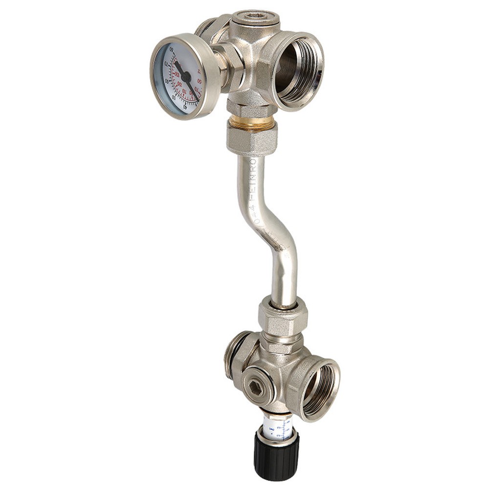 Байпас проходной VALTEC с перепускным клапаном и термометром VT.0667T.0.0