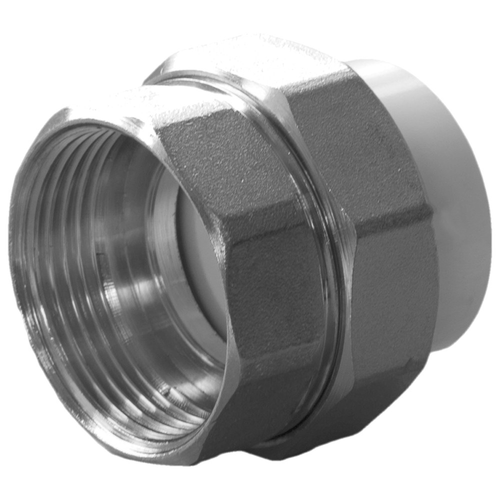 Муфта комбинированная разъемная полипропиленовая Политэк 32x3/4 ВР белая 1653283