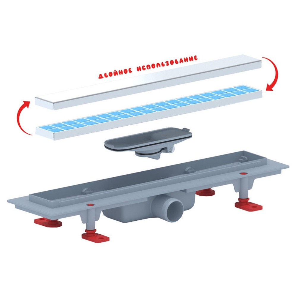 Трап линейный АНИ пласт МОЛ TLQ1045 с сухим затвором 450 мм выпуск 40 мм TLQ1045