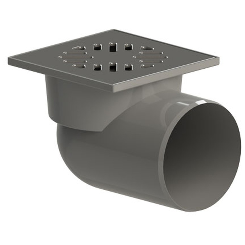 Трап для душа горизонтальный ТАТПОЛИМЕР 110 мм решетка нержавеющая сталь 150х150 мм сухой затвор ТП-110.150-Н-С