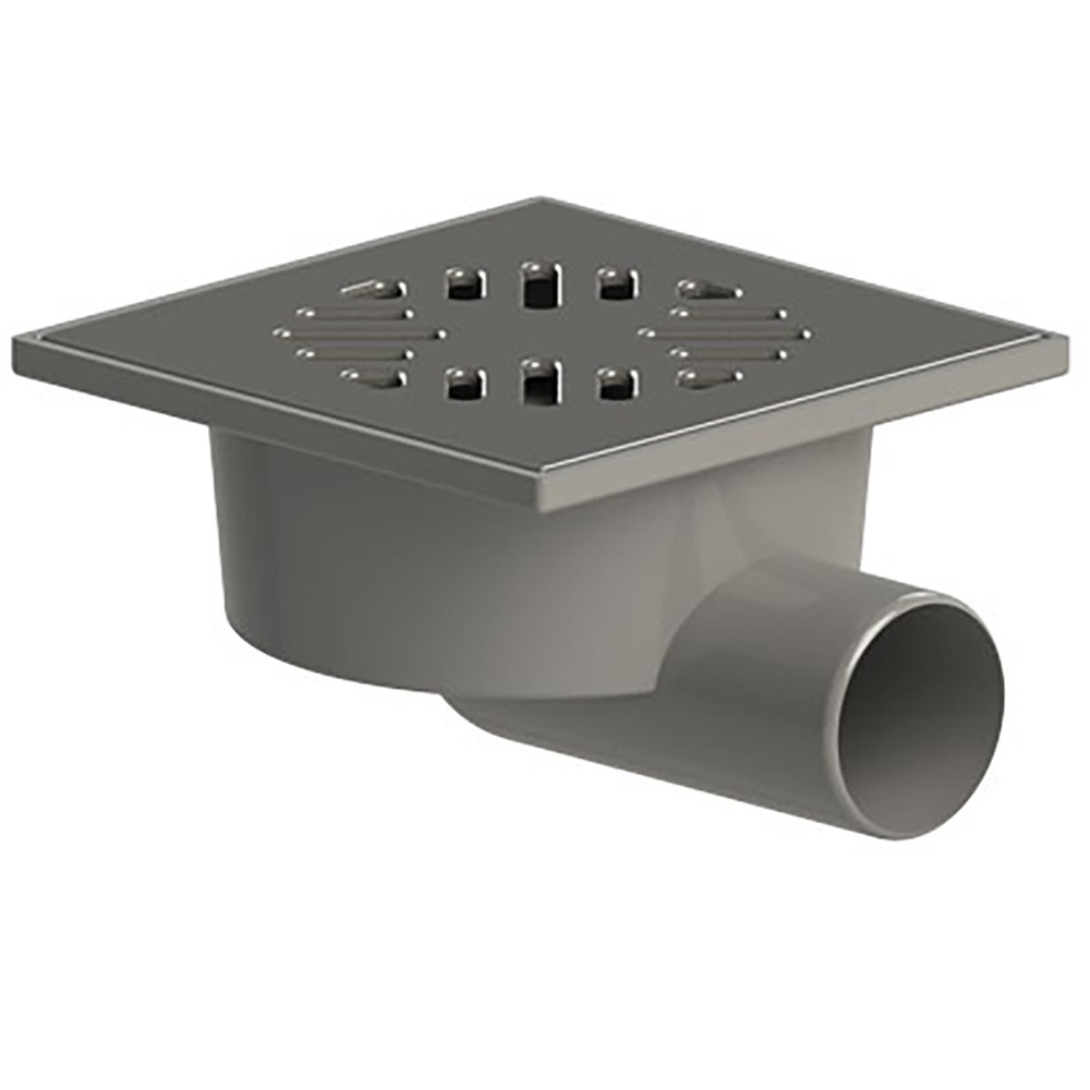 Трап для душа горизонтальный ТАТПОЛИМЕР 50 мм решетка нержавеющая сталь 150х150 мм гидрозатвор ТП-110.50-Н