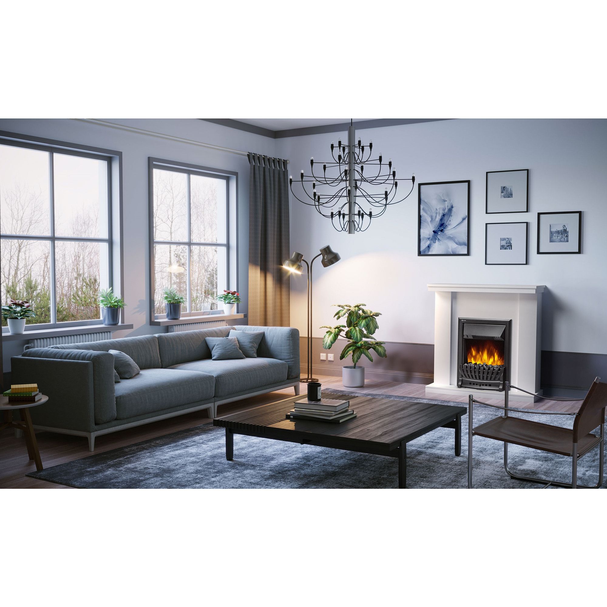 Каминокомплект Firelight: Очаг Classic EFP/P-1020LS, портал Uno Classic белый