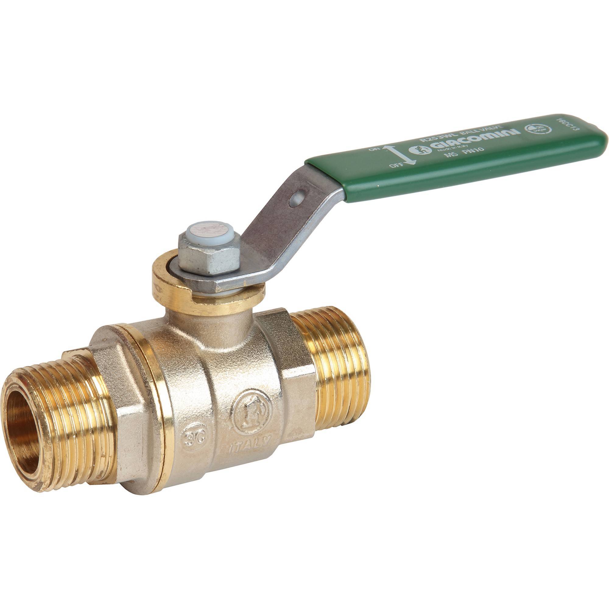 Кран шаровой Giacomini R253 3/8 НР-НР стандартный проход зеленый рычаг R253WX032