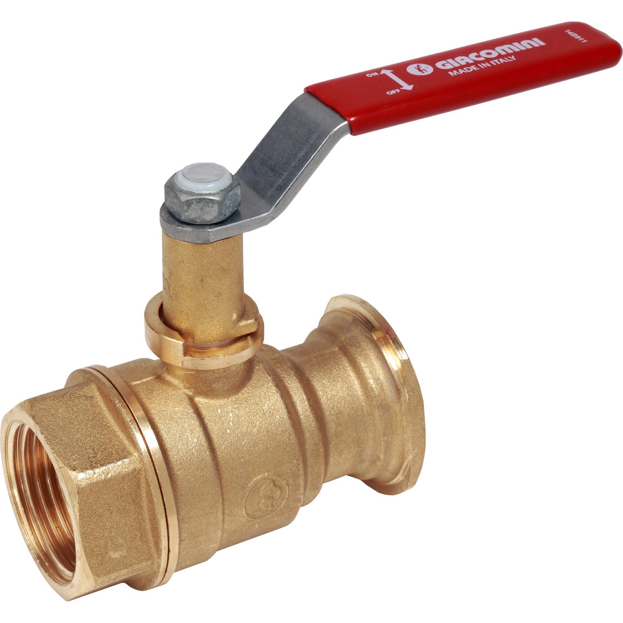 Кран шаровой Giacomini R285L 1 ВР x 1 1/2 для насоса с рычажной ручкой R285LY001