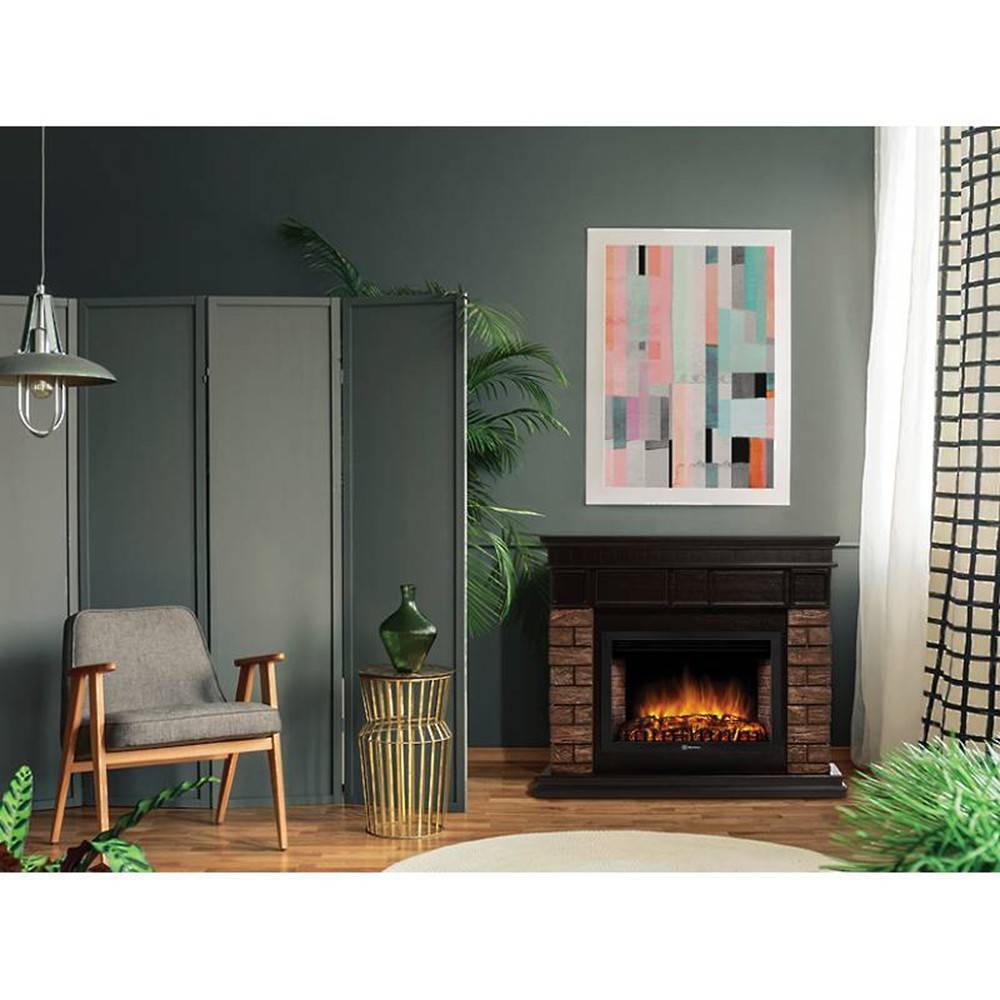 Портал для электрокамина Firelight Bricks Wood 30 камень коричневый шпон темный дуб НС-1525995