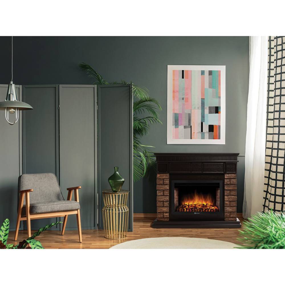 Портал для электрокамина Firelight Bricks Wood 25 камень коричневый шпон темный дуб НС-1525998