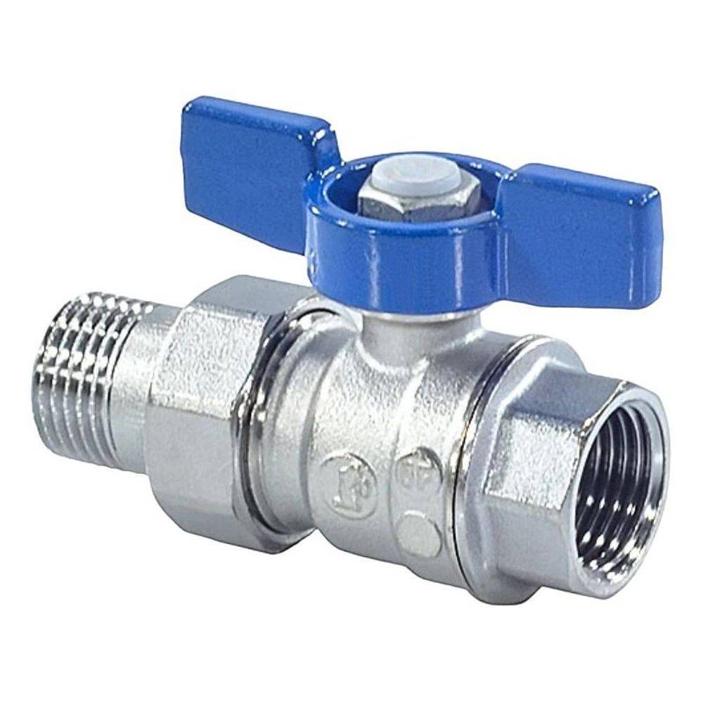 Кран шаровой Giacomini R859 полнопроходной с накидной гайкой 1/2 синяя бабочка R859X343