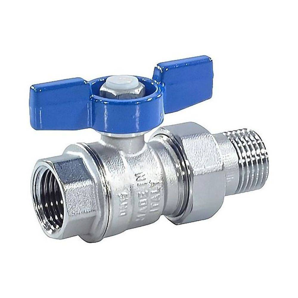 Кран шаровой Giacomini R859 полнопроходной с накидной гайкой 3/4 синяя бабочка R859X345
