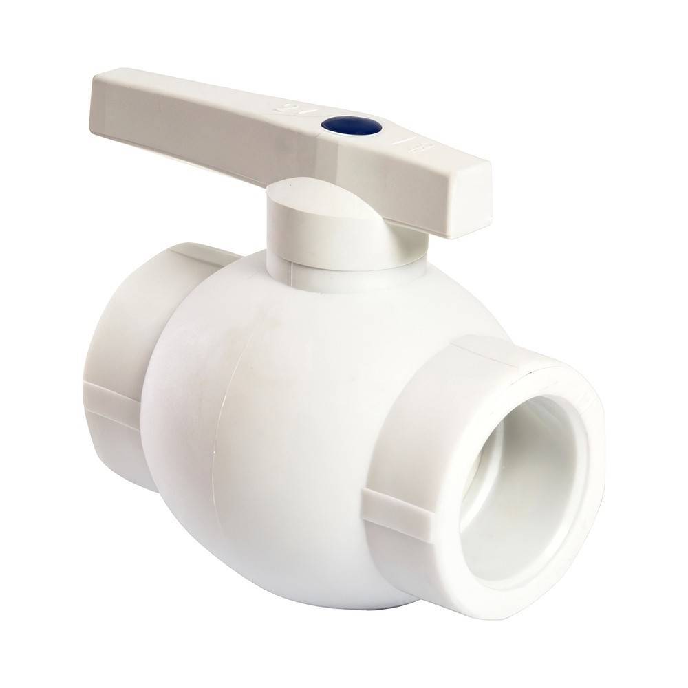 Кран шаровой полипропиленовый THERMOLIGHT 40 мм белый 1620492