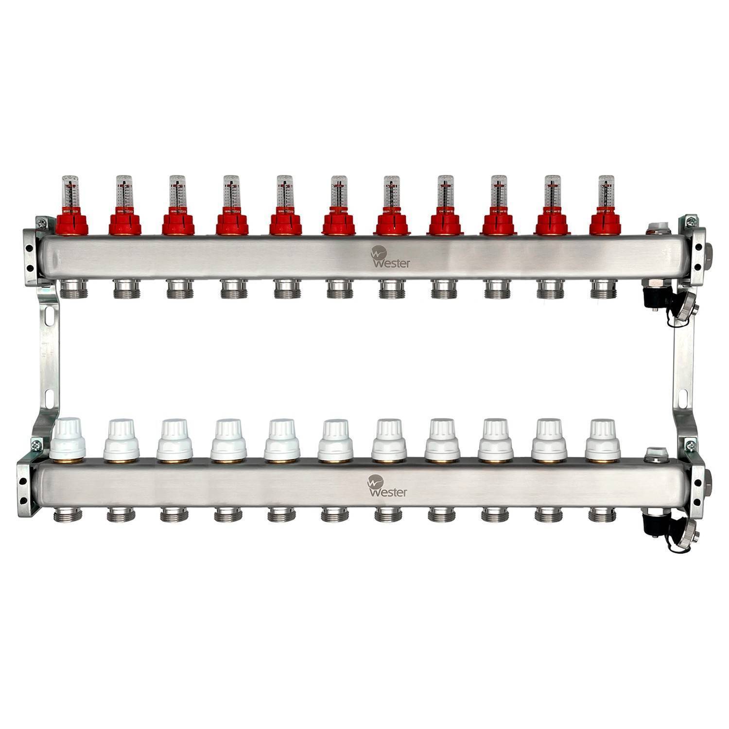 Коллекторный блок Wester 5 с расходомерами из нержавеющей стали 1x3/4 на 11 выходов MUFS11134